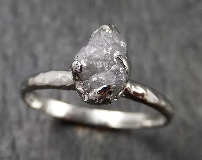 rough diamond engagement ring raw 14k white gold ring wedding diamond solitaire rough diamond ring byangeline 1375 Alternative Engagement