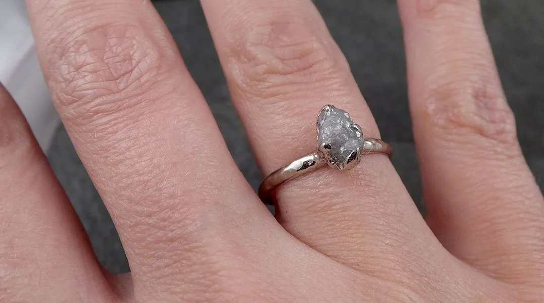 rough diamond engagement ring raw 14k white gold ring wedding diamond solitaire rough diamond ring byangeline 1375 Alternative Engagement