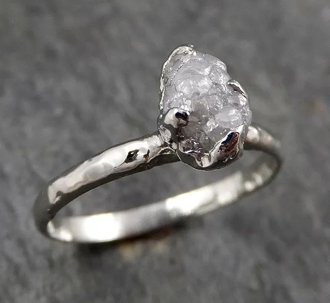 rough diamond engagement ring raw 14k white gold ring wedding diamond solitaire rough diamond ring byangeline 1375 Alternative Engagement