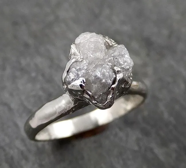 rough diamond engagement ring raw 14k white gold ring wedding diamond solitaire rough diamond ring byangeline 1426 Alternative Engagement
