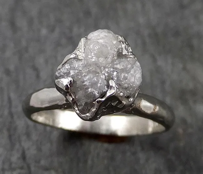 rough diamond engagement ring raw 14k white gold ring wedding diamond solitaire rough diamond ring byangeline 1426 Alternative Engagement