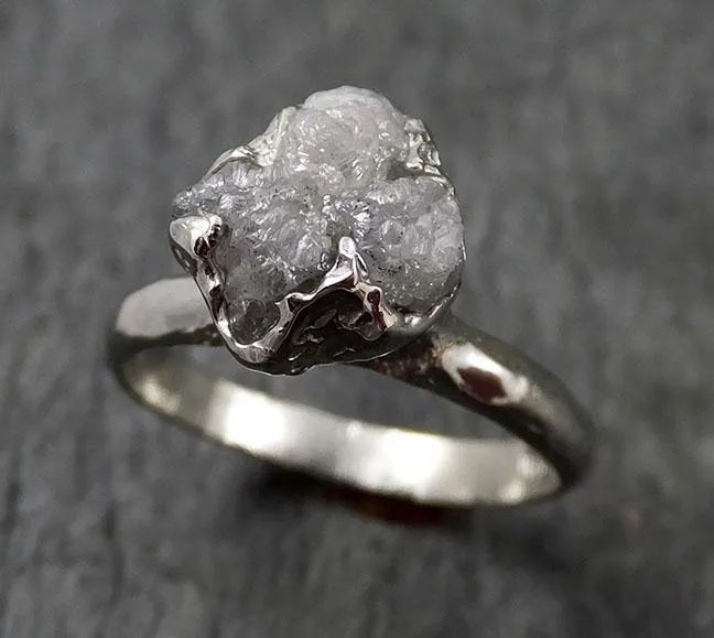 rough diamond engagement ring raw 14k white gold ring wedding diamond solitaire rough diamond ring byangeline 1426 Alternative Engagement
