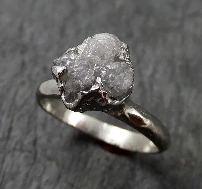 rough diamond engagement ring raw 14k white gold ring wedding diamond solitaire rough diamond ring byangeline 1426 Alternative Engagement