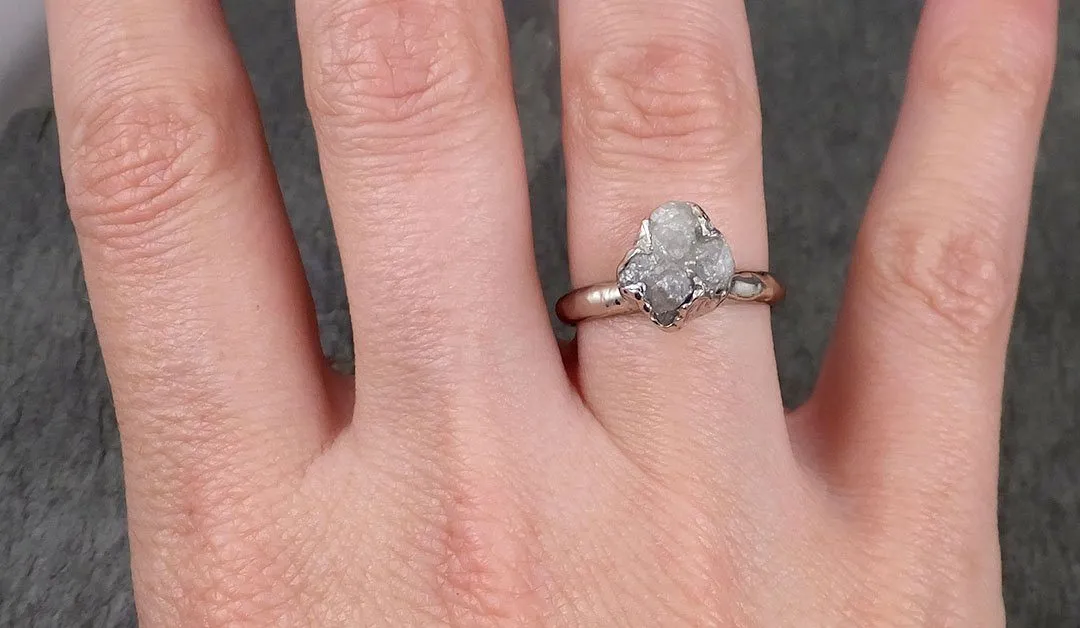 rough diamond engagement ring raw 14k white gold ring wedding diamond solitaire rough diamond ring byangeline 1426 Alternative Engagement
