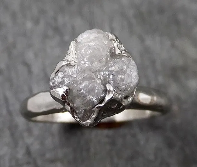 rough diamond engagement ring raw 14k white gold ring wedding diamond solitaire rough diamond ring byangeline 1426 Alternative Engagement