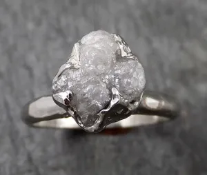 rough diamond engagement ring raw 14k white gold ring wedding diamond solitaire rough diamond ring byangeline 1426 Alternative Engagement