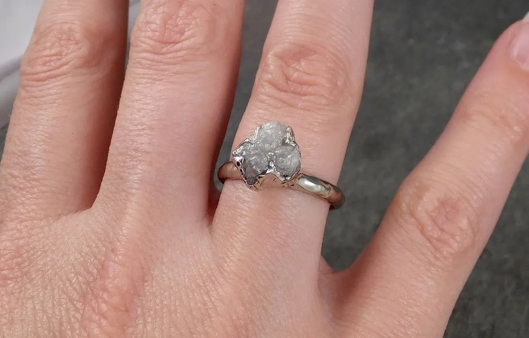 rough diamond engagement ring raw 14k white gold ring wedding diamond solitaire rough diamond ring byangeline 1426 Alternative Engagement