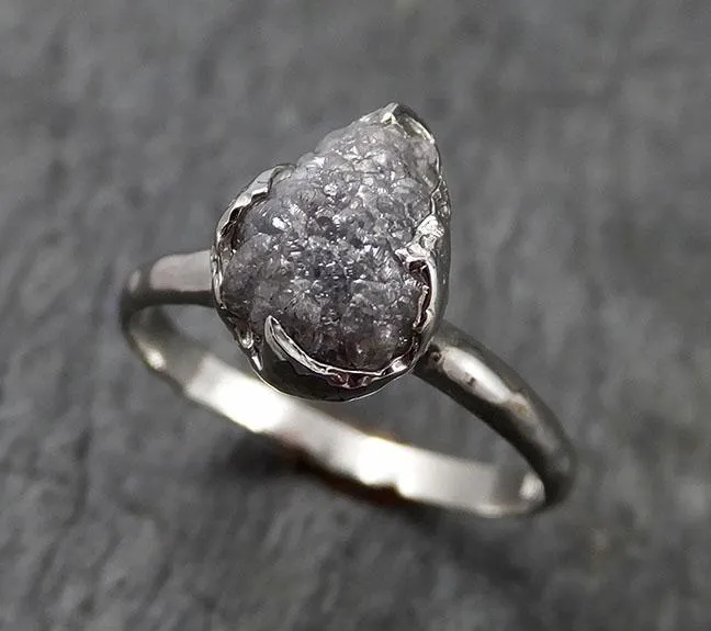 rough diamond engagement ring raw 14k white gold ring wedding diamond solitaire rough diamond ring byangeline 1427 Alternative Engagement