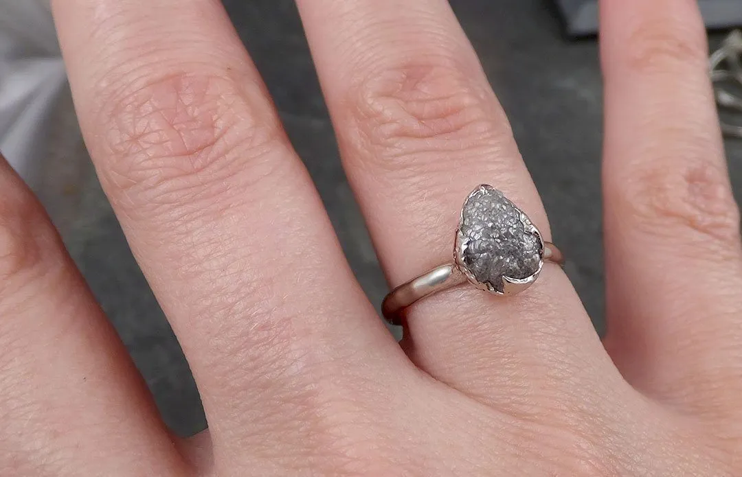 rough diamond engagement ring raw 14k white gold ring wedding diamond solitaire rough diamond ring byangeline 1427 Alternative Engagement
