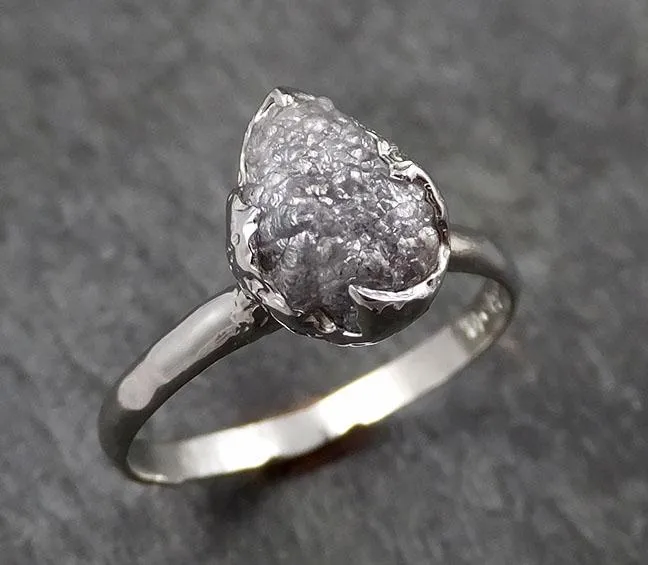 rough diamond engagement ring raw 14k white gold ring wedding diamond solitaire rough diamond ring byangeline 1427 Alternative Engagement