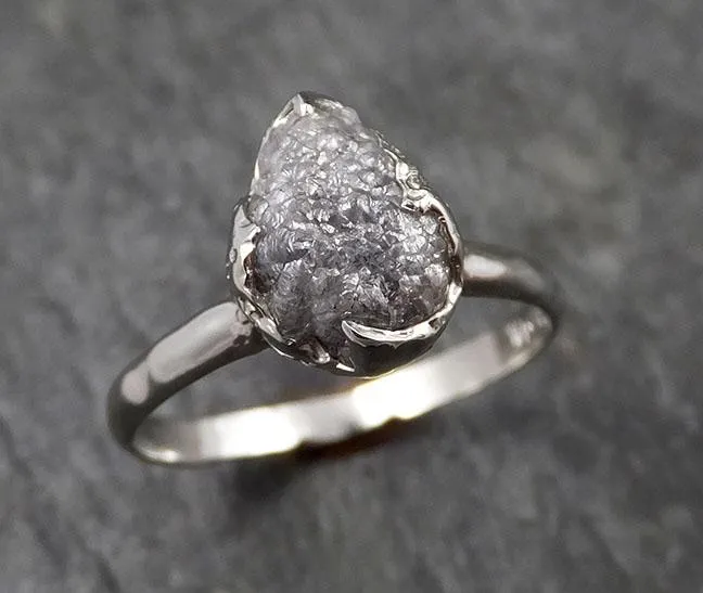 rough diamond engagement ring raw 14k white gold ring wedding diamond solitaire rough diamond ring byangeline 1427 Alternative Engagement