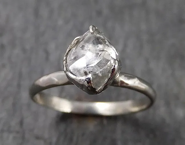 rough diamond engagement ring raw 14k white gold ring wedding diamond solitaire rough diamond ring byangeline 1553 Alternative Engagement
