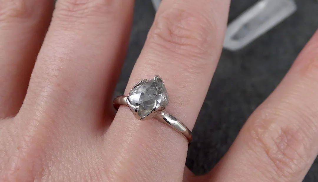 rough diamond engagement ring raw 14k white gold ring wedding diamond solitaire rough diamond ring byangeline 1553 Alternative Engagement