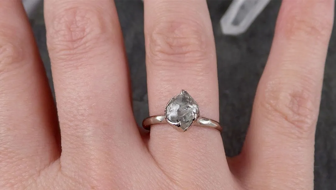 rough diamond engagement ring raw 14k white gold ring wedding diamond solitaire rough diamond ring byangeline 1553 Alternative Engagement