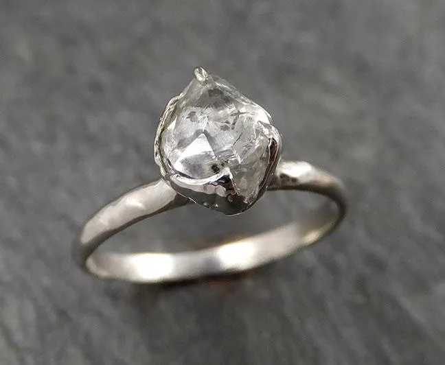 rough diamond engagement ring raw 14k white gold ring wedding diamond solitaire rough diamond ring byangeline 1553 Alternative Engagement