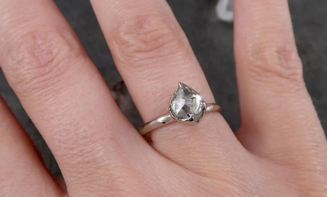 rough diamond engagement ring raw 14k white gold ring wedding diamond solitaire rough diamond ring byangeline 1553 Alternative Engagement