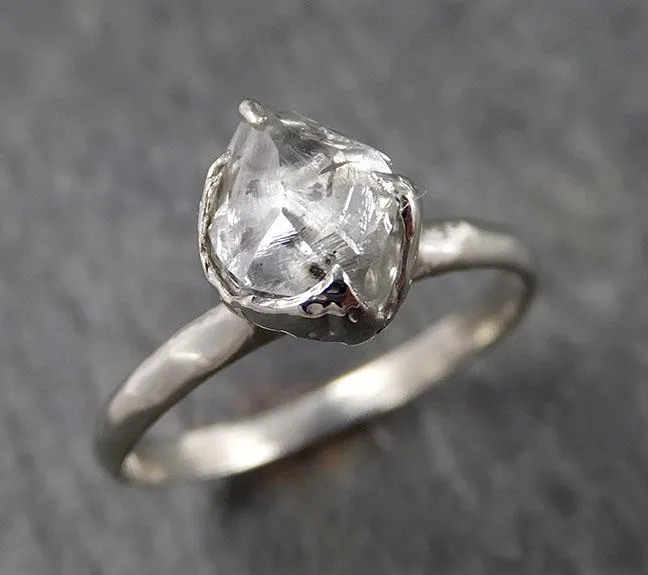 rough diamond engagement ring raw 14k white gold ring wedding diamond solitaire rough diamond ring byangeline 1553 Alternative Engagement