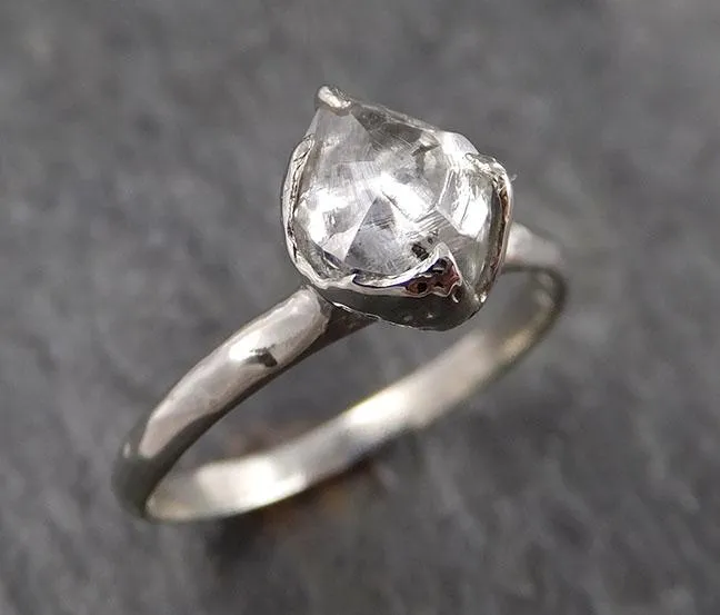 rough diamond engagement ring raw 14k white gold ring wedding diamond solitaire rough diamond ring byangeline 1553 Alternative Engagement