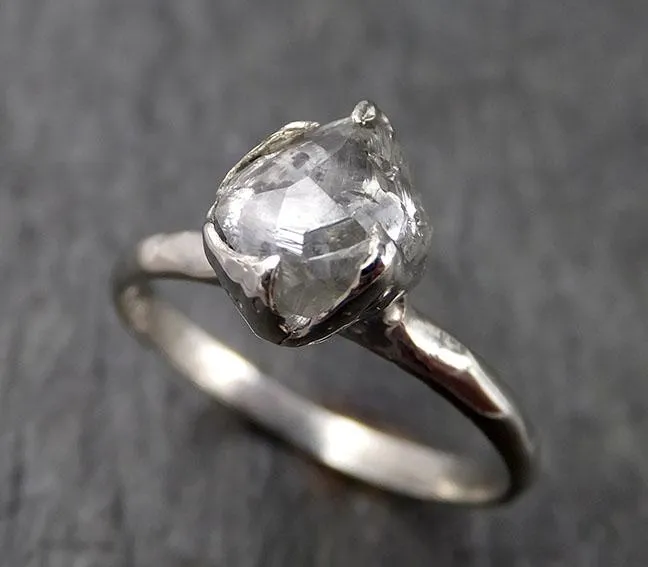 rough diamond engagement ring raw 14k white gold ring wedding diamond solitaire rough diamond ring byangeline 1553 Alternative Engagement