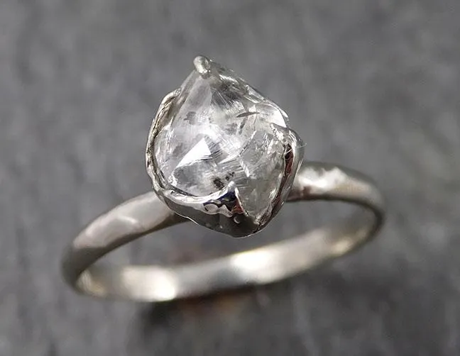 rough diamond engagement ring raw 14k white gold ring wedding diamond solitaire rough diamond ring byangeline 1553 Alternative Engagement