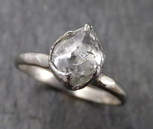 rough diamond engagement ring raw 14k white gold ring wedding diamond solitaire rough diamond ring byangeline 1553 Alternative Engagement