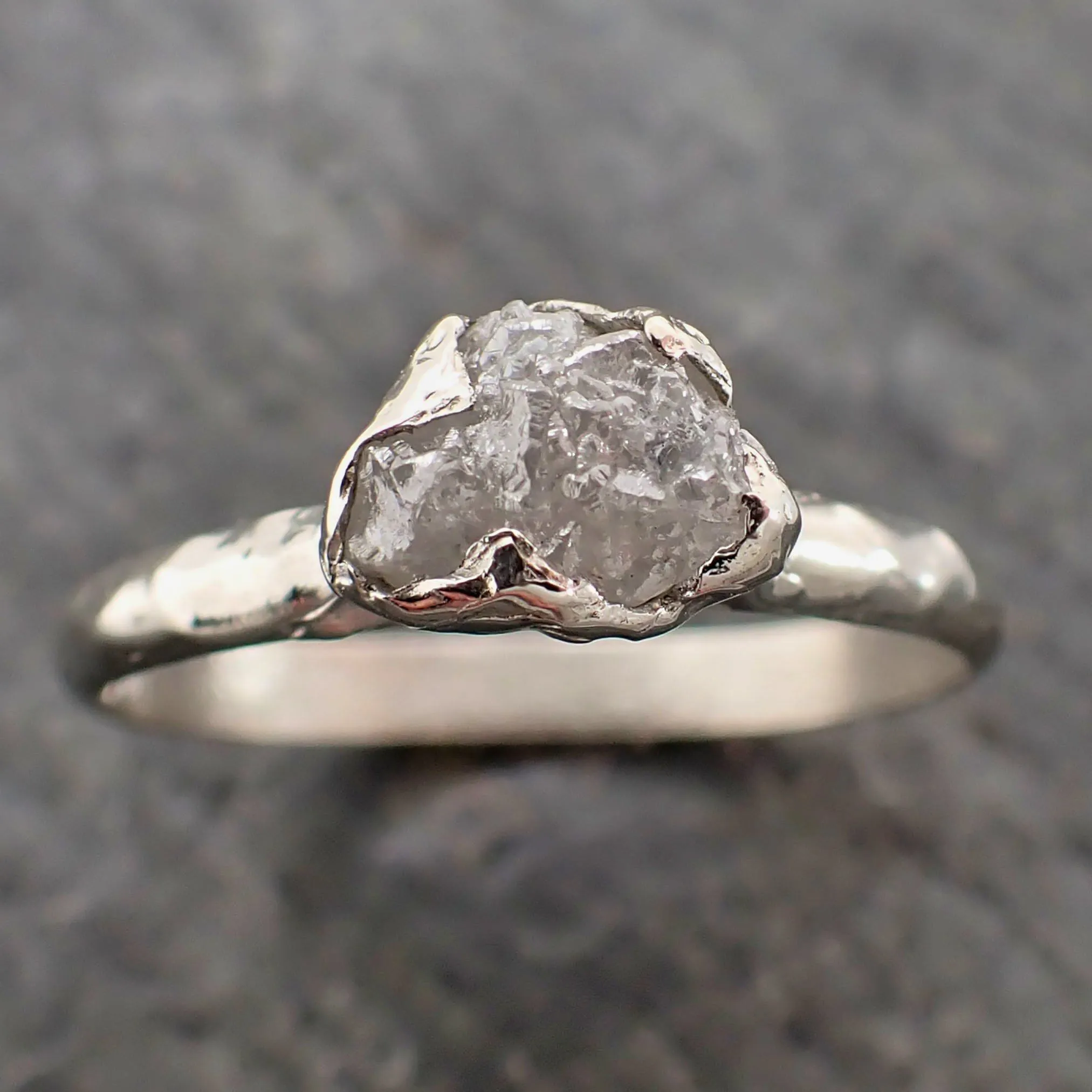 rough diamond engagement ring raw 14k white gold ring wedding diamond solitaire rough diamond ring byangeline 2160 Alternative Engagement