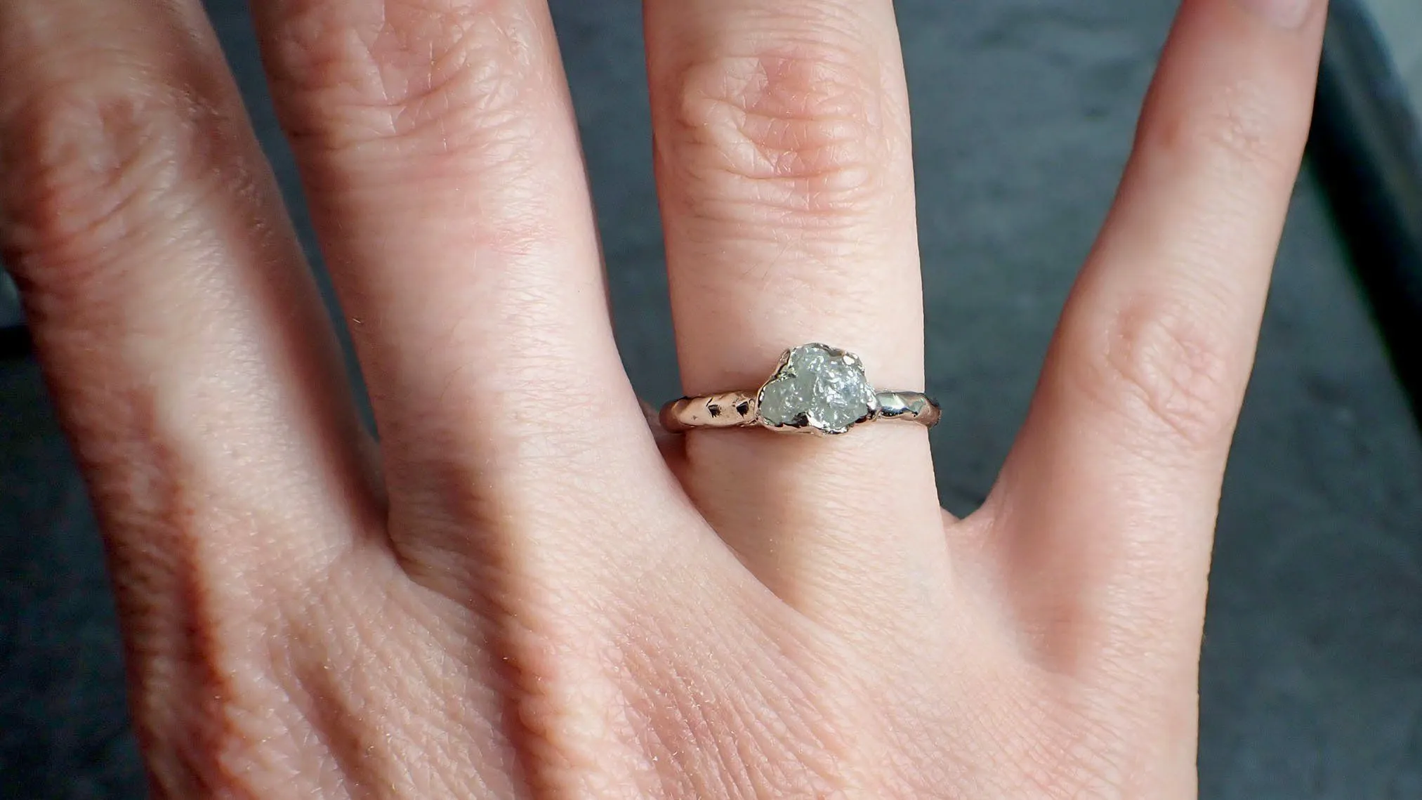 rough diamond engagement ring raw 14k white gold ring wedding diamond solitaire rough diamond ring byangeline 2160 Alternative Engagement