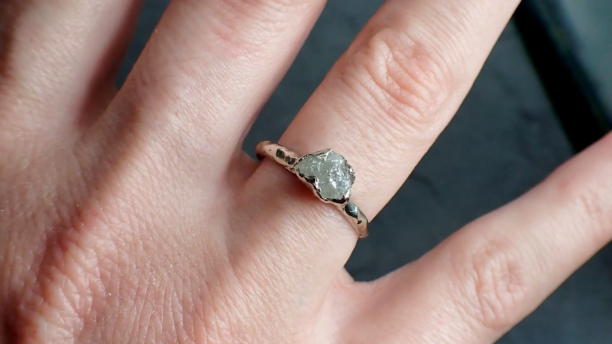 rough diamond engagement ring raw 14k white gold ring wedding diamond solitaire rough diamond ring byangeline 2160 Alternative Engagement