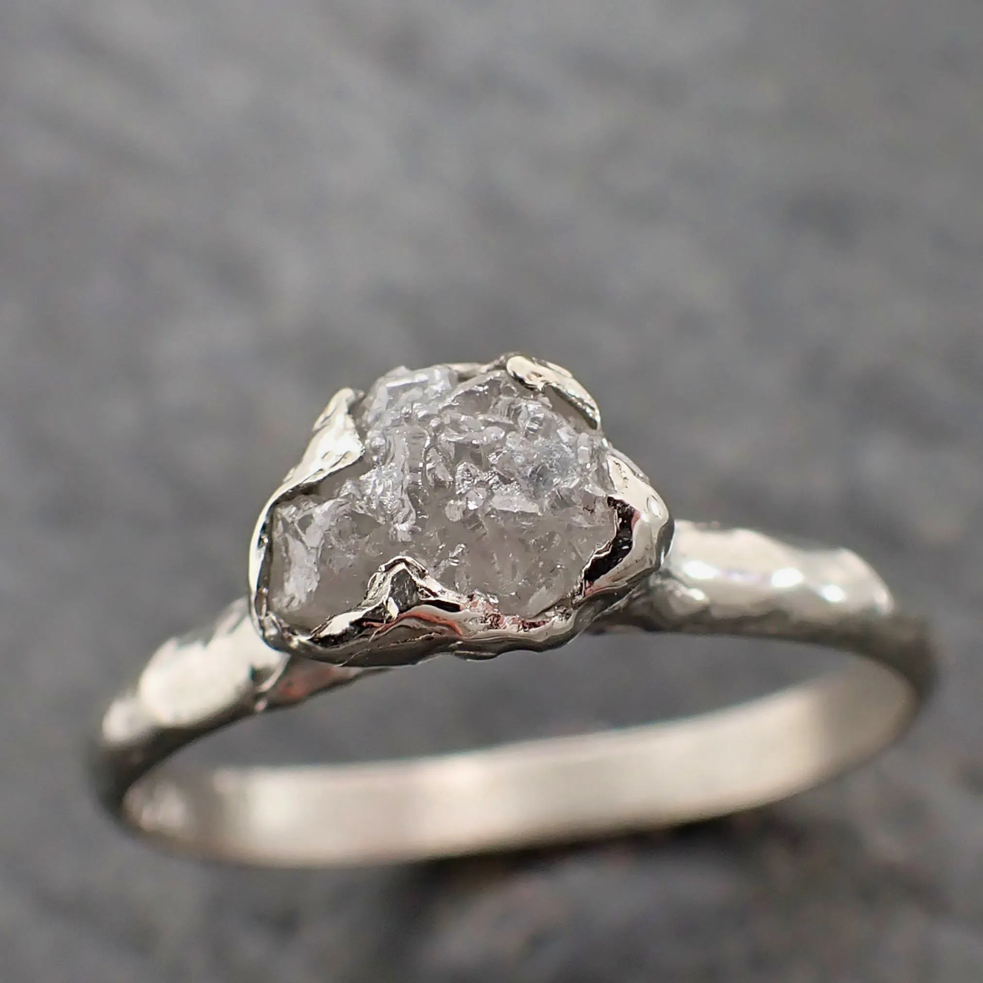 rough diamond engagement ring raw 14k white gold ring wedding diamond solitaire rough diamond ring byangeline 2160 Alternative Engagement