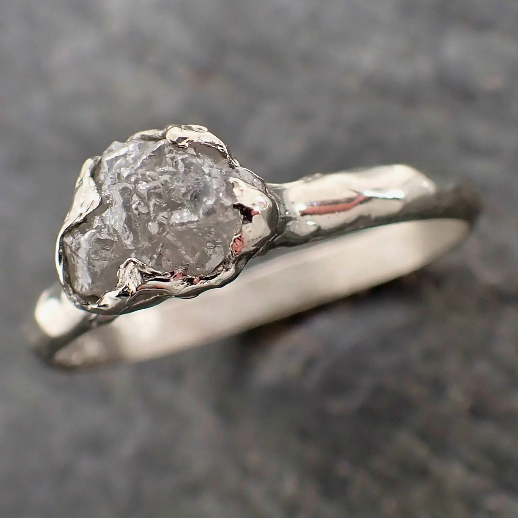 rough diamond engagement ring raw 14k white gold ring wedding diamond solitaire rough diamond ring byangeline 2160 Alternative Engagement