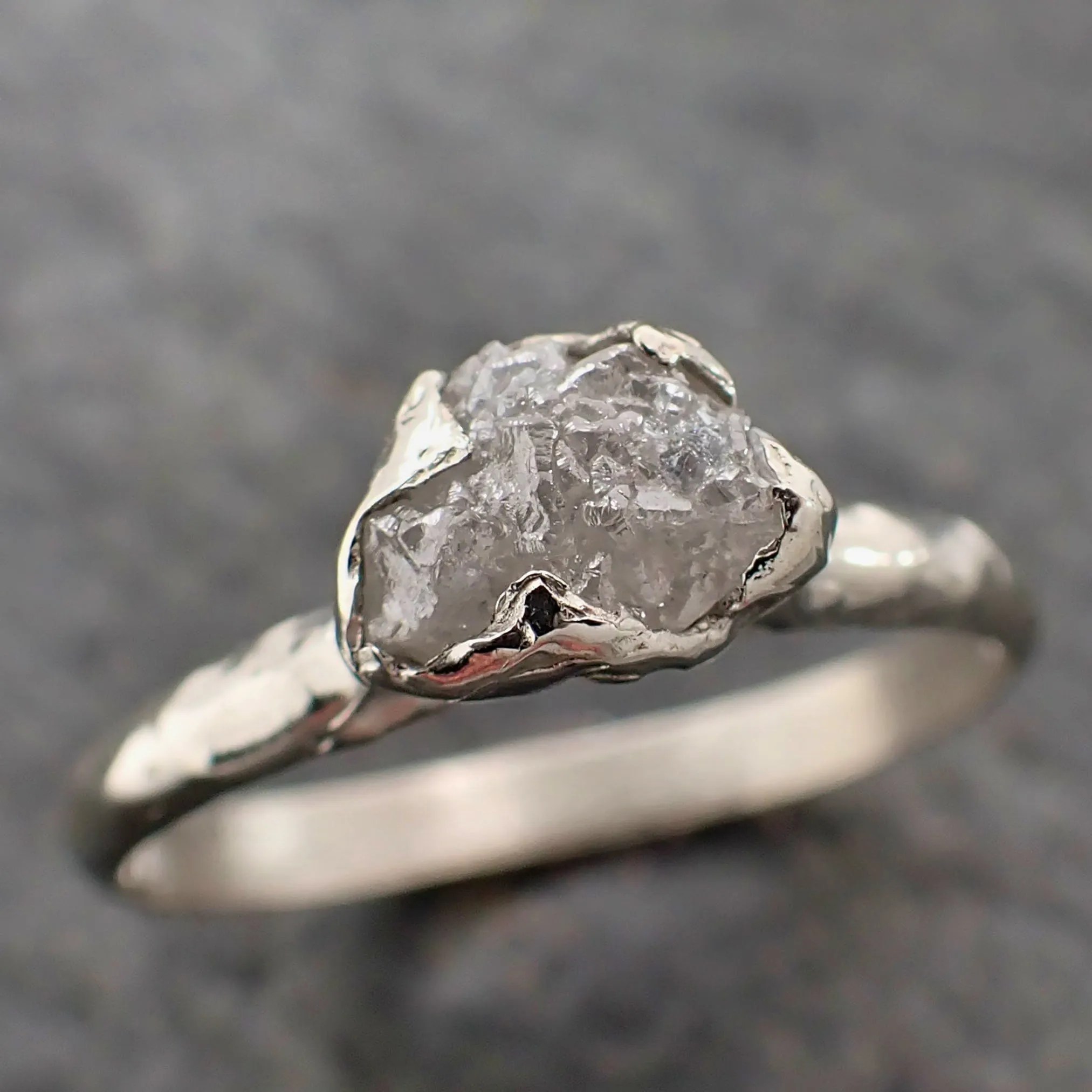 rough diamond engagement ring raw 14k white gold ring wedding diamond solitaire rough diamond ring byangeline 2160 Alternative Engagement