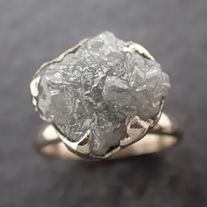 Rough Diamond Engagement Ring Raw 14k White Gold Ring Wedding Diamond Solitaire Rough Diamond Ring byAngeline 3089