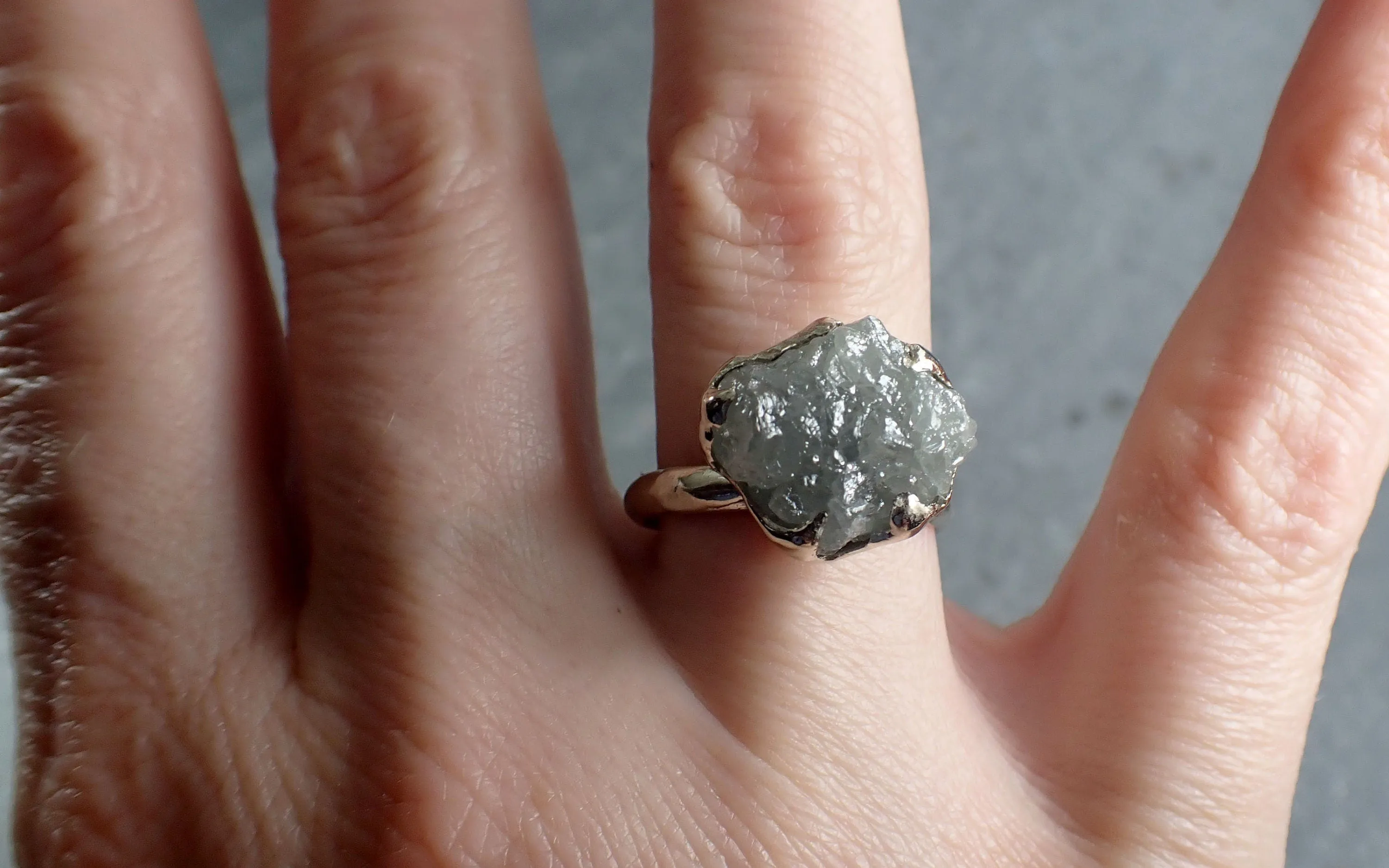 Rough Diamond Engagement Ring Raw 14k White Gold Ring Wedding Diamond Solitaire Rough Diamond Ring byAngeline 3089