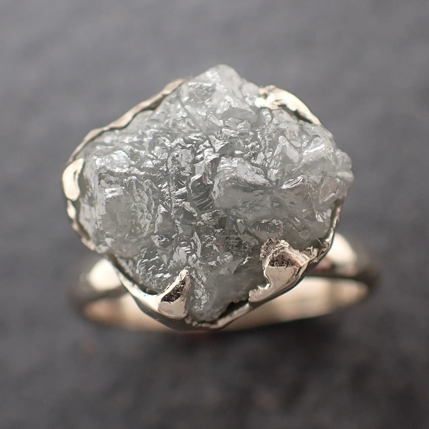 Rough Diamond Engagement Ring Raw 14k White Gold Ring Wedding Diamond Solitaire Rough Diamond Ring byAngeline 3089