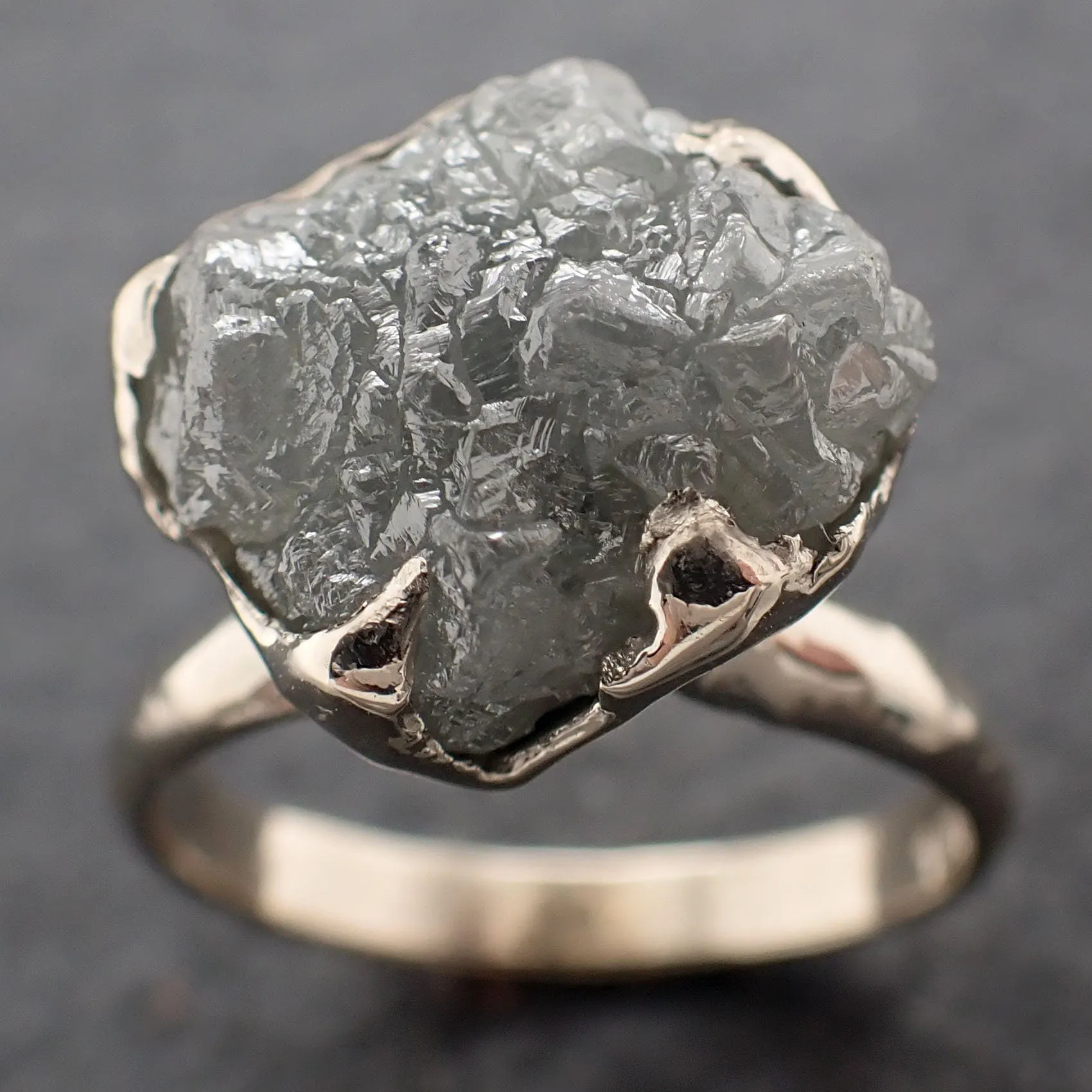 Rough Diamond Engagement Ring Raw 14k White Gold Ring Wedding Diamond Solitaire Rough Diamond Ring byAngeline 3089