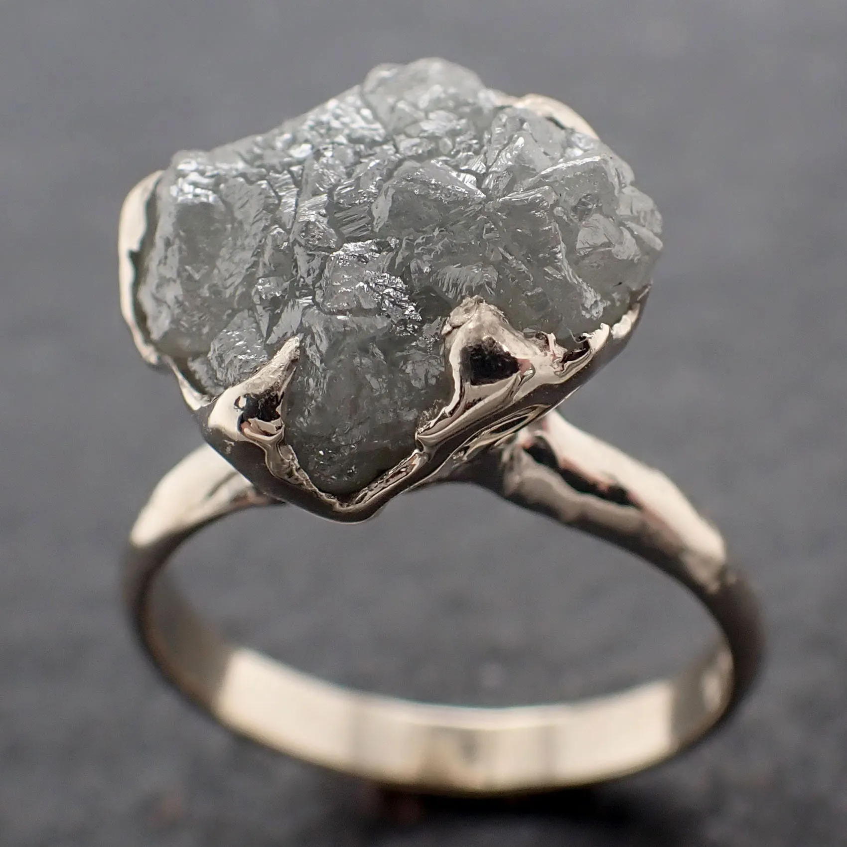 Rough Diamond Engagement Ring Raw 14k White Gold Ring Wedding Diamond Solitaire Rough Diamond Ring byAngeline 3089