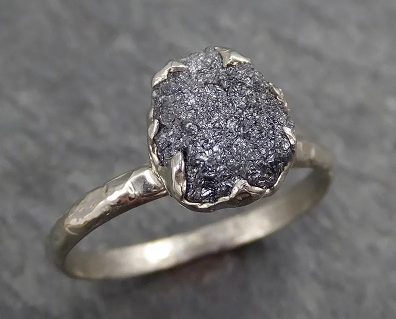 rough diamond engagement ring raw 14k white gold wedding ring wedding solitaire rough diamond ring byangeline 0390 Alternative Engagement