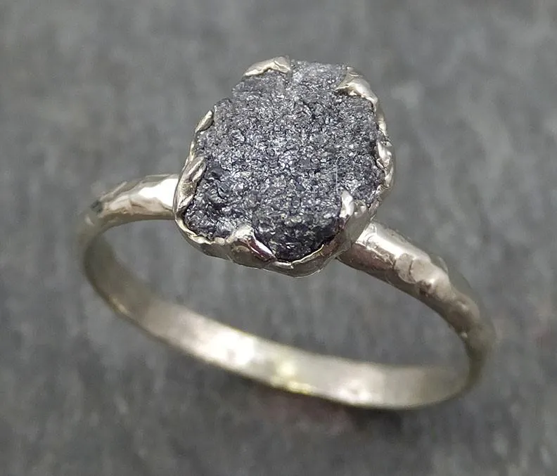 rough diamond engagement ring raw 14k white gold wedding ring wedding solitaire rough diamond ring byangeline 0390 Alternative Engagement