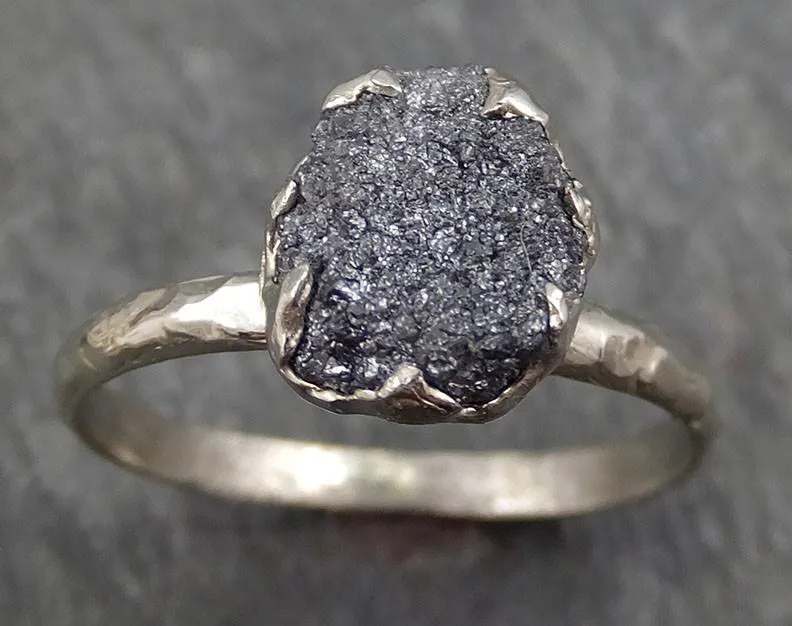 rough diamond engagement ring raw 14k white gold wedding ring wedding solitaire rough diamond ring byangeline 0390 Alternative Engagement