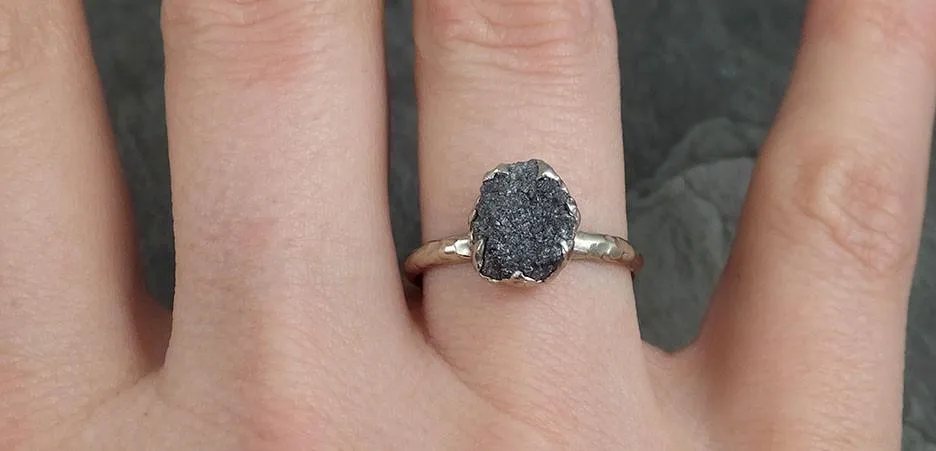 rough diamond engagement ring raw 14k white gold wedding ring wedding solitaire rough diamond ring byangeline 0390 Alternative Engagement