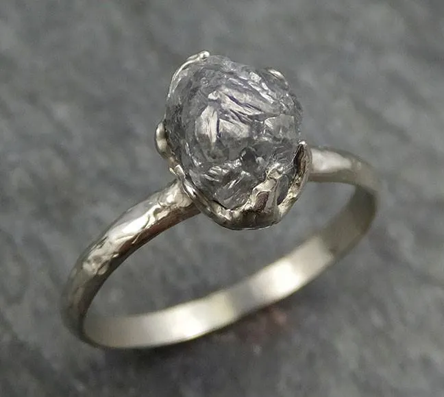 rough diamond engagement ring raw 14k white gold wedding ring wedding solitaire rough diamond ring byangeline 0403 Alternative Engagement
