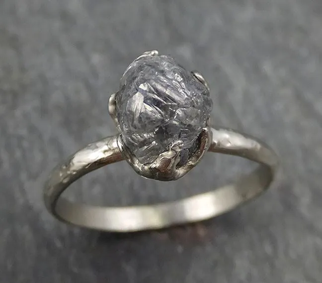 rough diamond engagement ring raw 14k white gold wedding ring wedding solitaire rough diamond ring byangeline 0403 Alternative Engagement