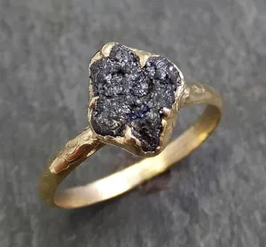 rough raw black diamond engagement ring raw 14k yellow gold wedding ring wedding solitaire rough diamond ring byangeline 0284 Alternative Engagement