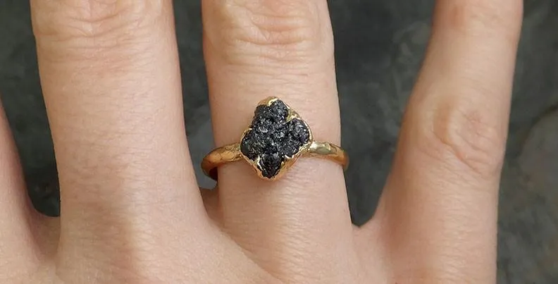 rough raw black diamond engagement ring raw 14k yellow gold wedding ring wedding solitaire rough diamond ring byangeline 0284 Alternative Engagement