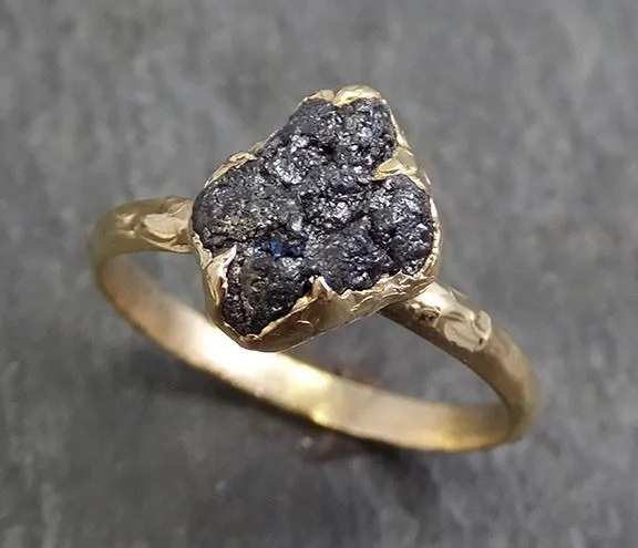 rough raw black diamond engagement ring raw 14k yellow gold wedding ring wedding solitaire rough diamond ring byangeline 0284 Alternative Engagement