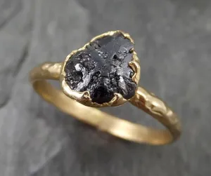 rough raw black diamond solitaire engagement ring raw 14k gold wedding ring wedding solitaire rough diamond ring byangeline 0456 Alternative Engagement