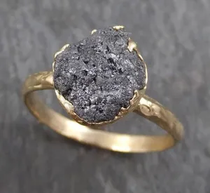 rough raw black grey diamond engagement ring raw 14k gold wedding ring wedding solitaire rough diamond ring byangeline 0295 Alternative Engagement