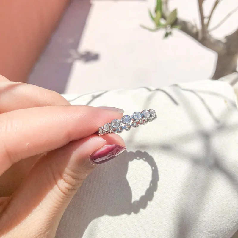 Round Created White Diamond Full Eternity Ring