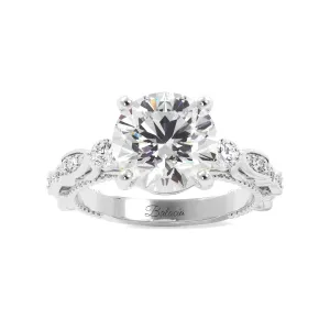 Round Fancy Floral Cathedral Engagement Ring