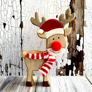Rudolph with a red and white scarf